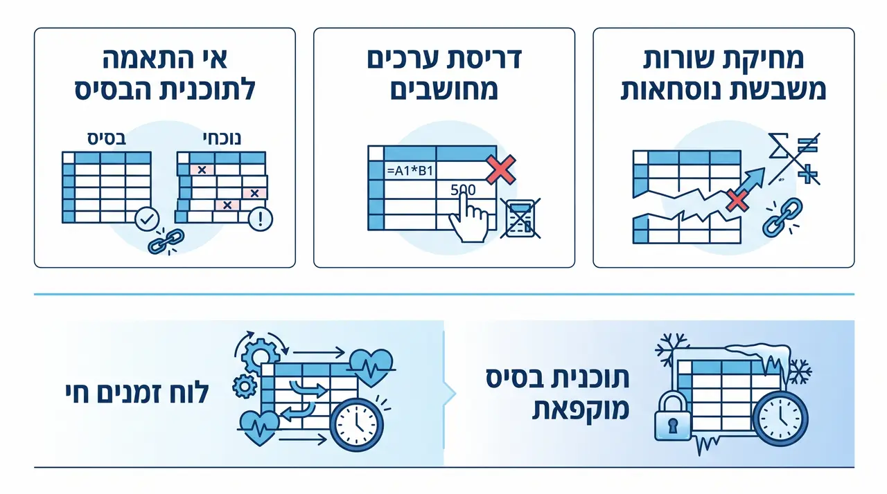 קריסת לוח גאנט באקסל לאחר העדכון הראשון